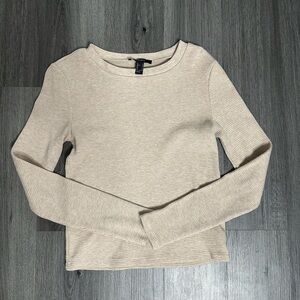 Forever 21 Cream Basic Long Sleeve Top